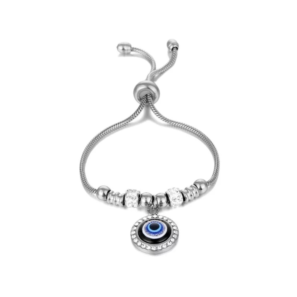 Titanium Steel Blue Eye Turkish Bracelet Snake Chain Adjustable Bracelet